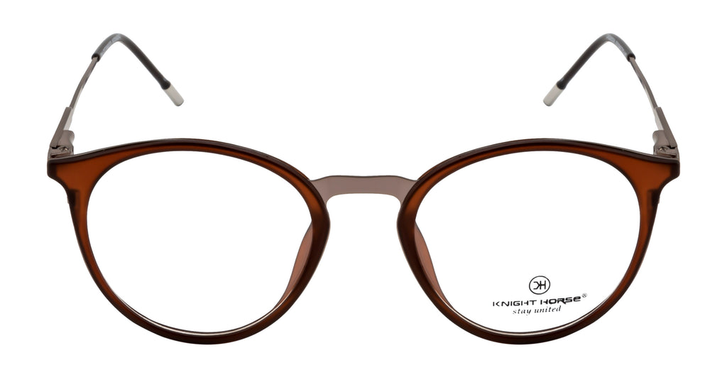 Round Brown Tr Metal Frame With Spring - Timeless Elegance Eyewear