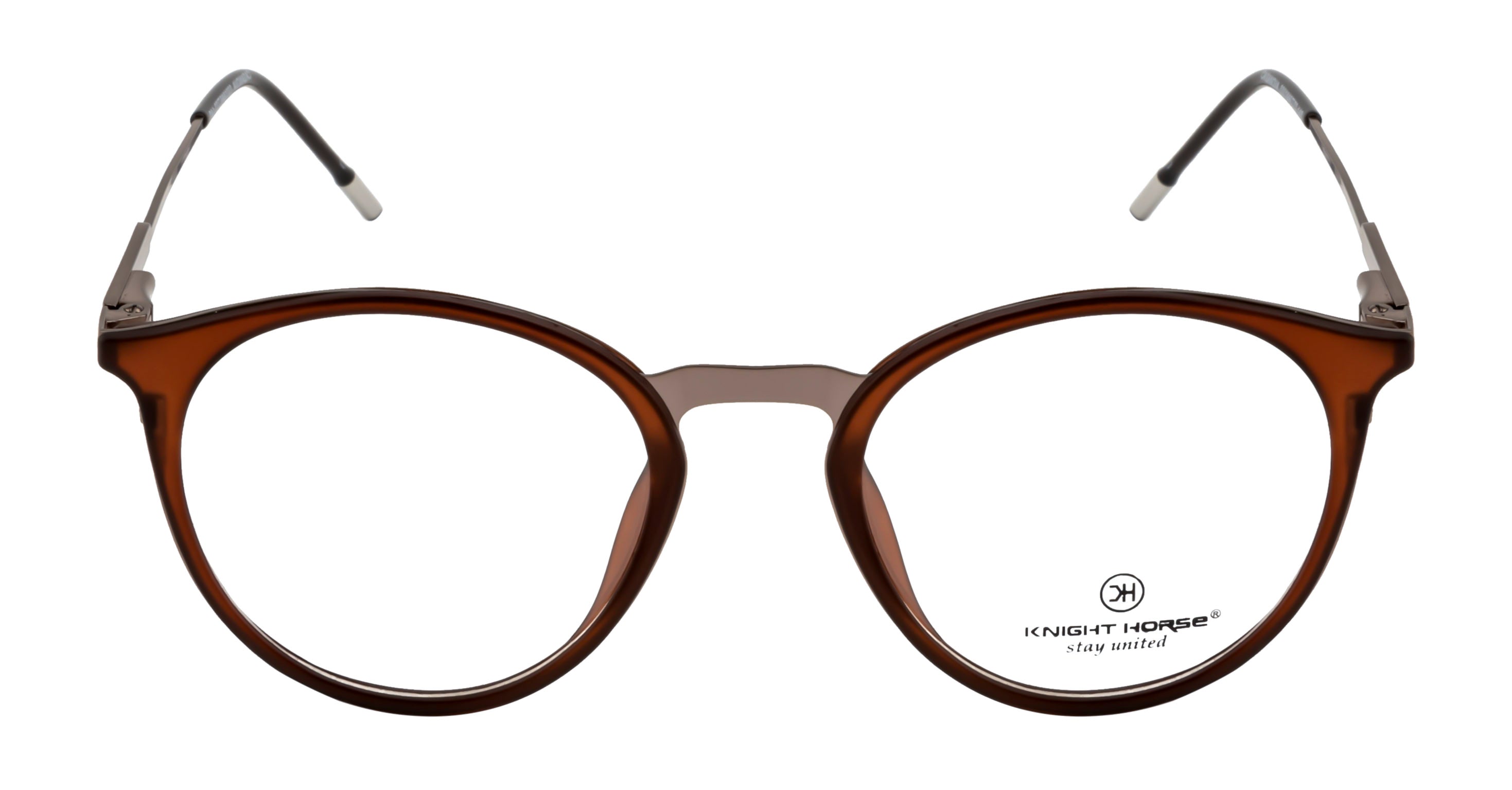 Round Brown Tr Metal Frame With Spring - Timeless Elegance Eyewear