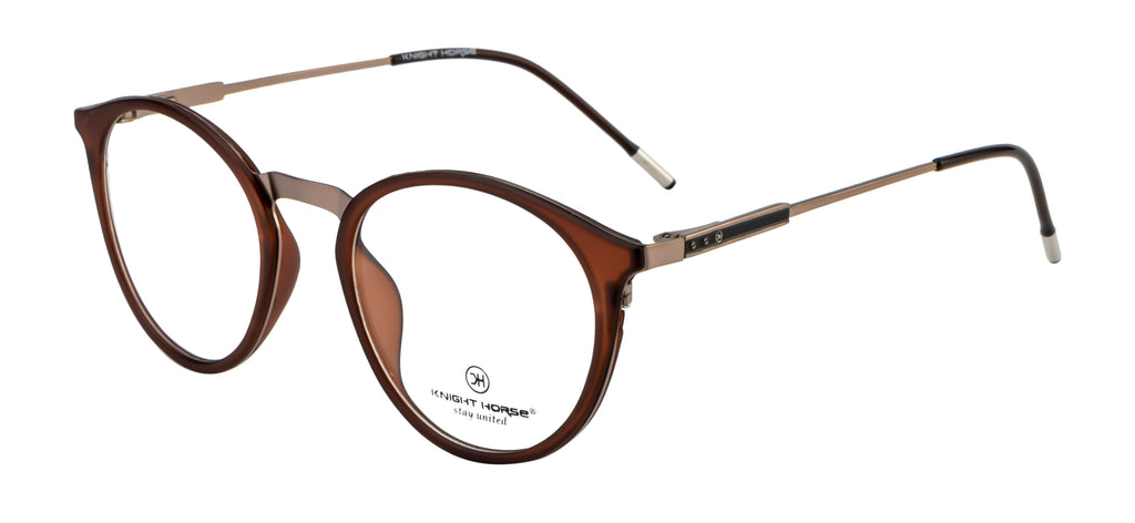 Round Brown Tr Metal Frame With Spring - Timeless Elegance Eyewear