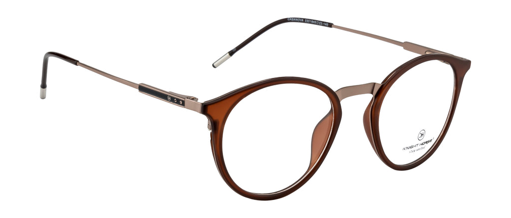 Round Brown Tr Metal Frame With Spring - Timeless Elegance Eyewear