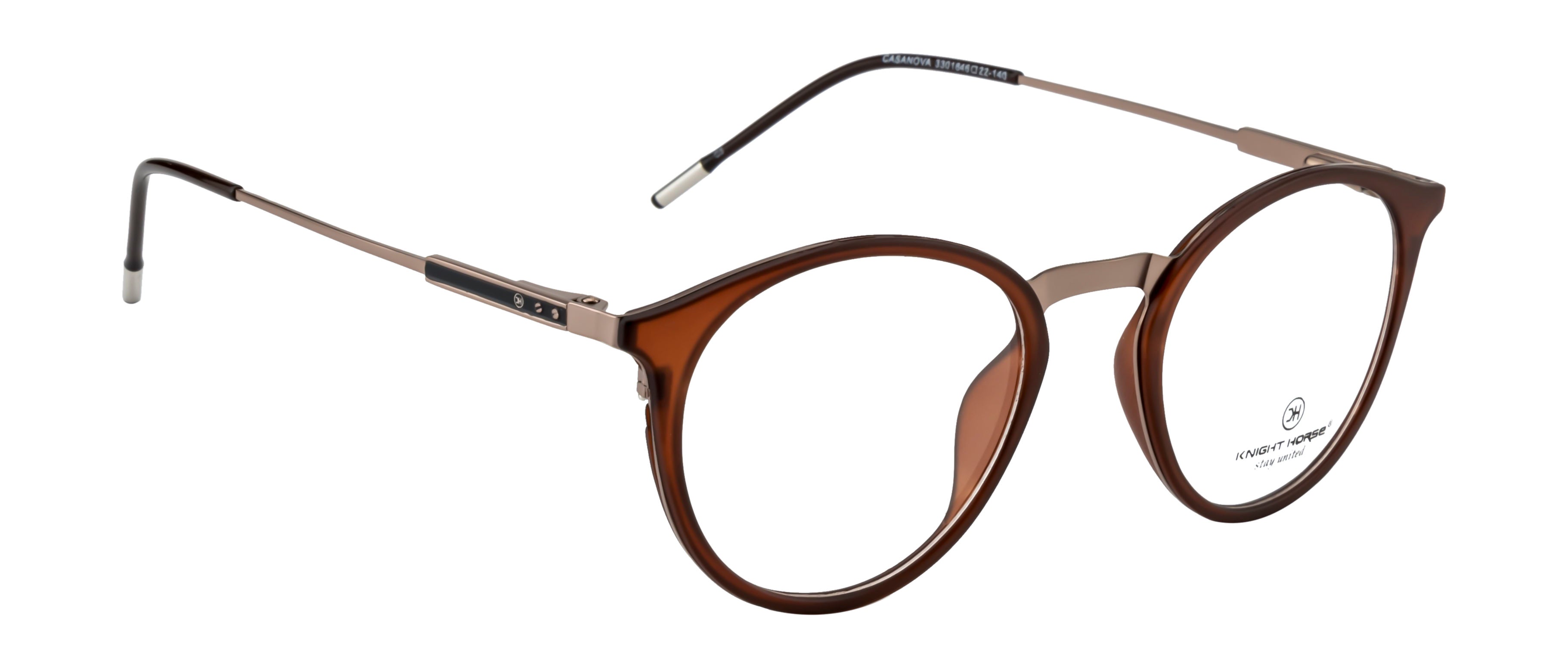 Round Brown Tr Metal Frame With Spring - Timeless Elegance Eyewear