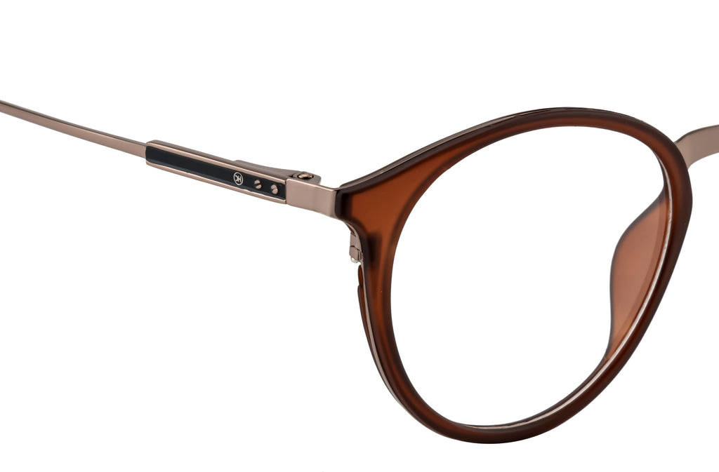 Round Brown Tr Metal Frame With Spring - Timeless Elegance Eyewear