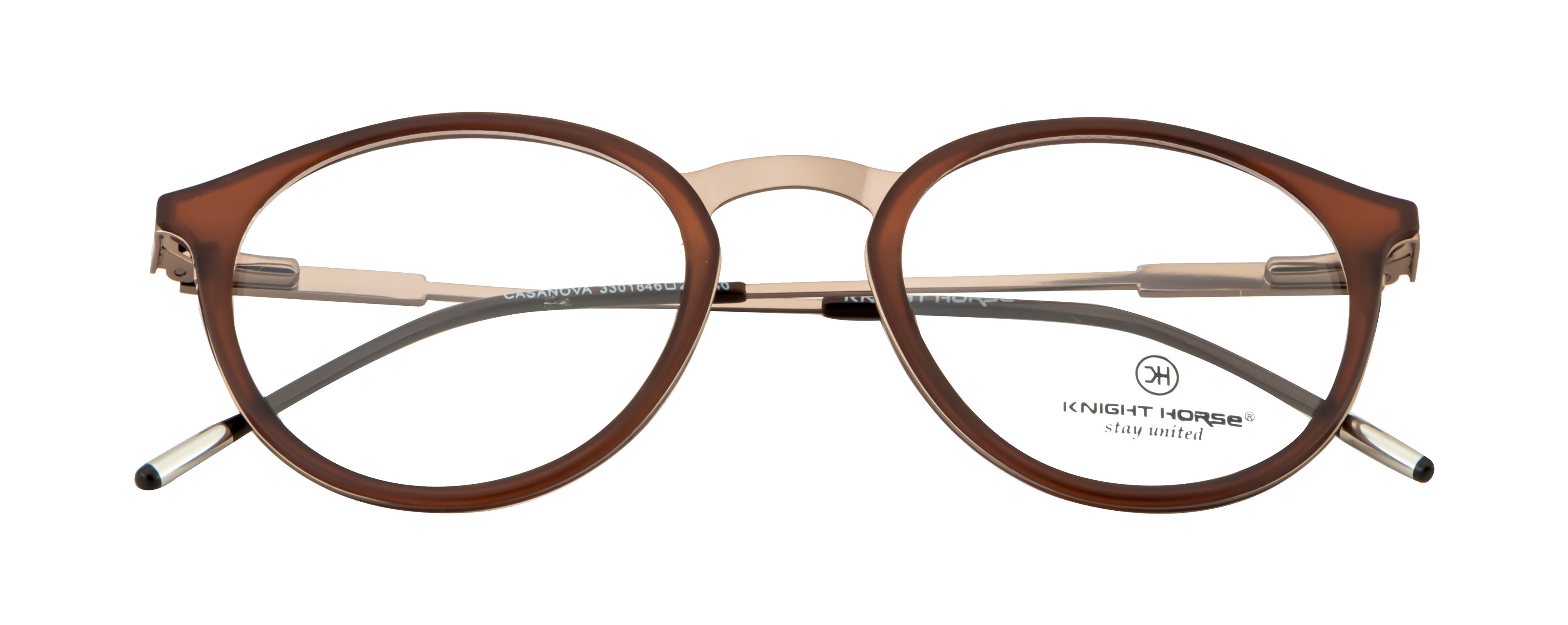 Round Brown Tr Metal Frame With Spring - Timeless Elegance Eyewear