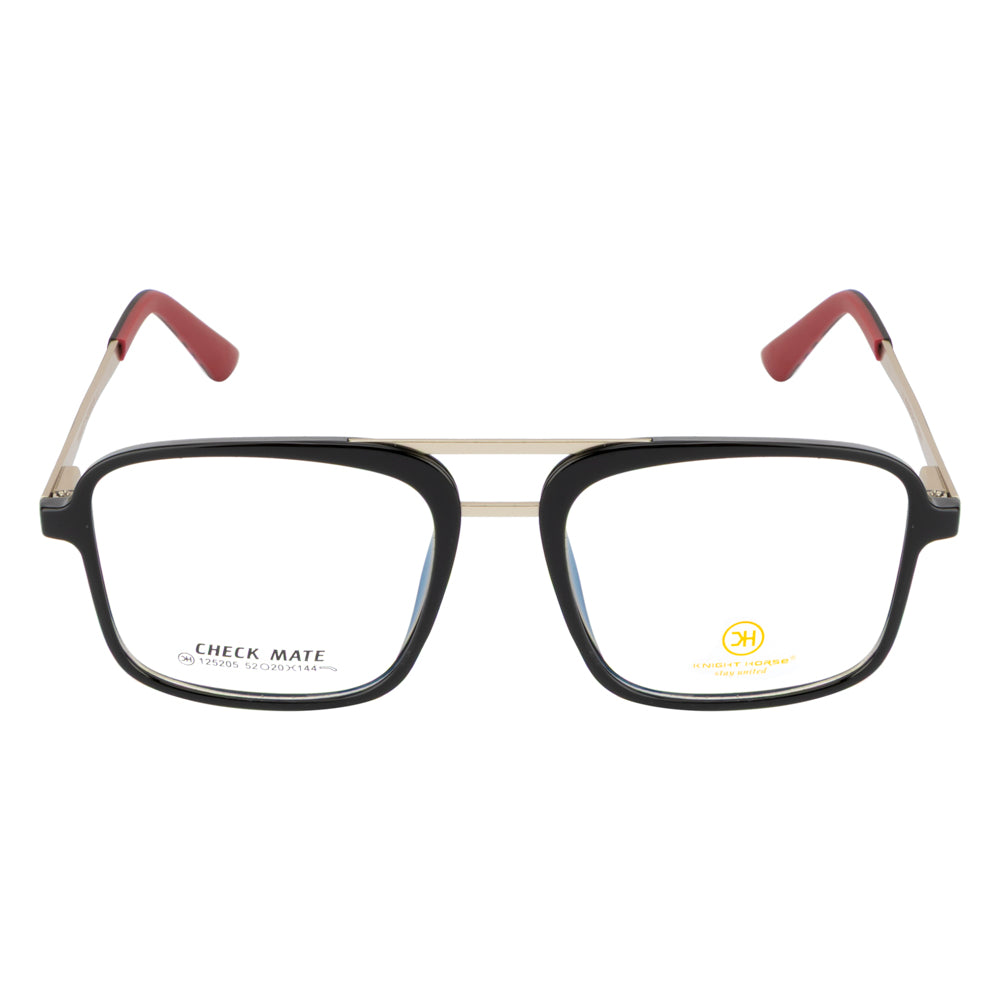 Knight Horse Classic Square Eyeglasses with Double Bridge Design