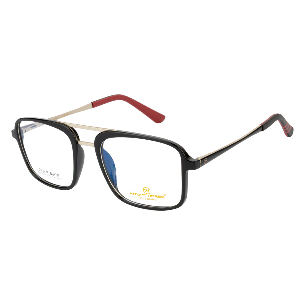 Knight Horse Classic Square Eyeglasses with Double Bridge Design