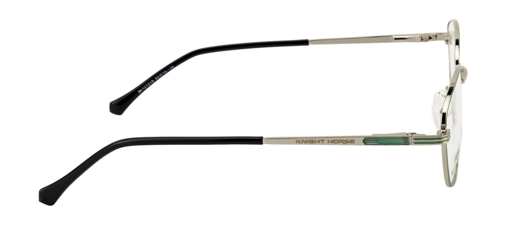 Metal Eyewear Frame In Cat Eye Shape| Women | Silver & Green