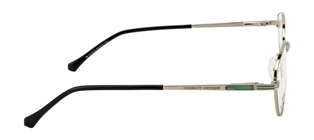 Metal Eyewear Frame In Cat Eye Shape| Women | Silver & Green