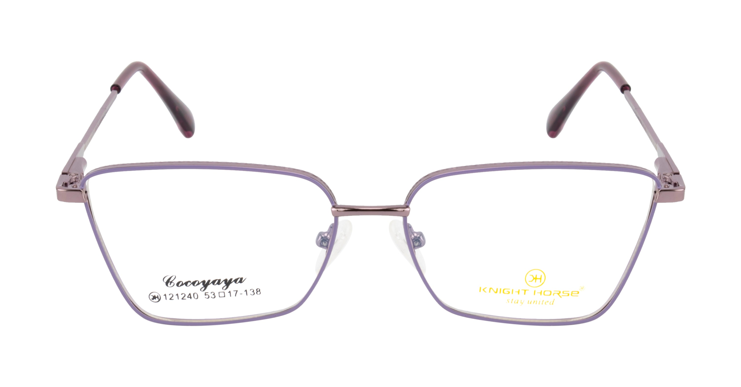 Purpleglow: Square Cat-Eye Metal Frame With Spring Eyewear Frame