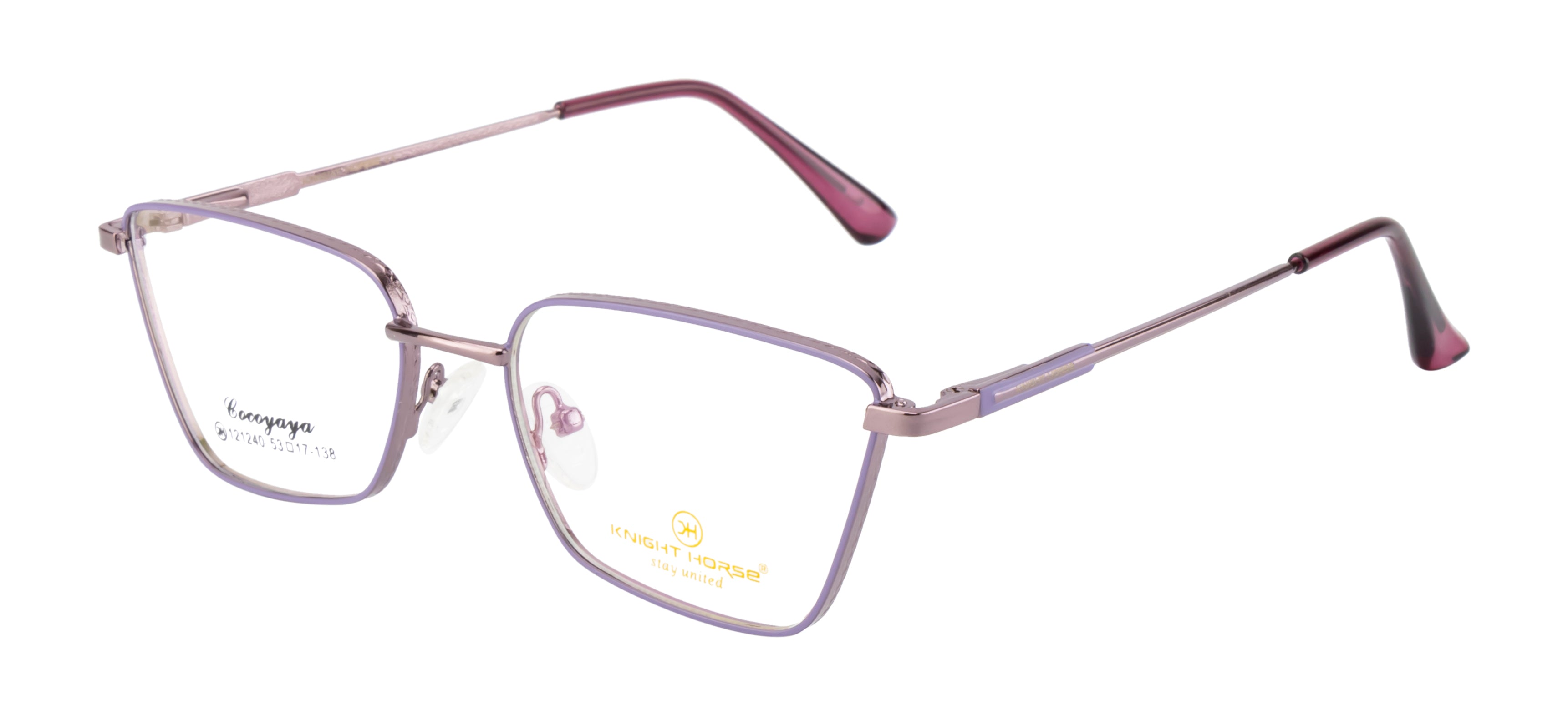 Purpleglow: Square Cat-Eye Metal Frame With Spring Eyewear Frame