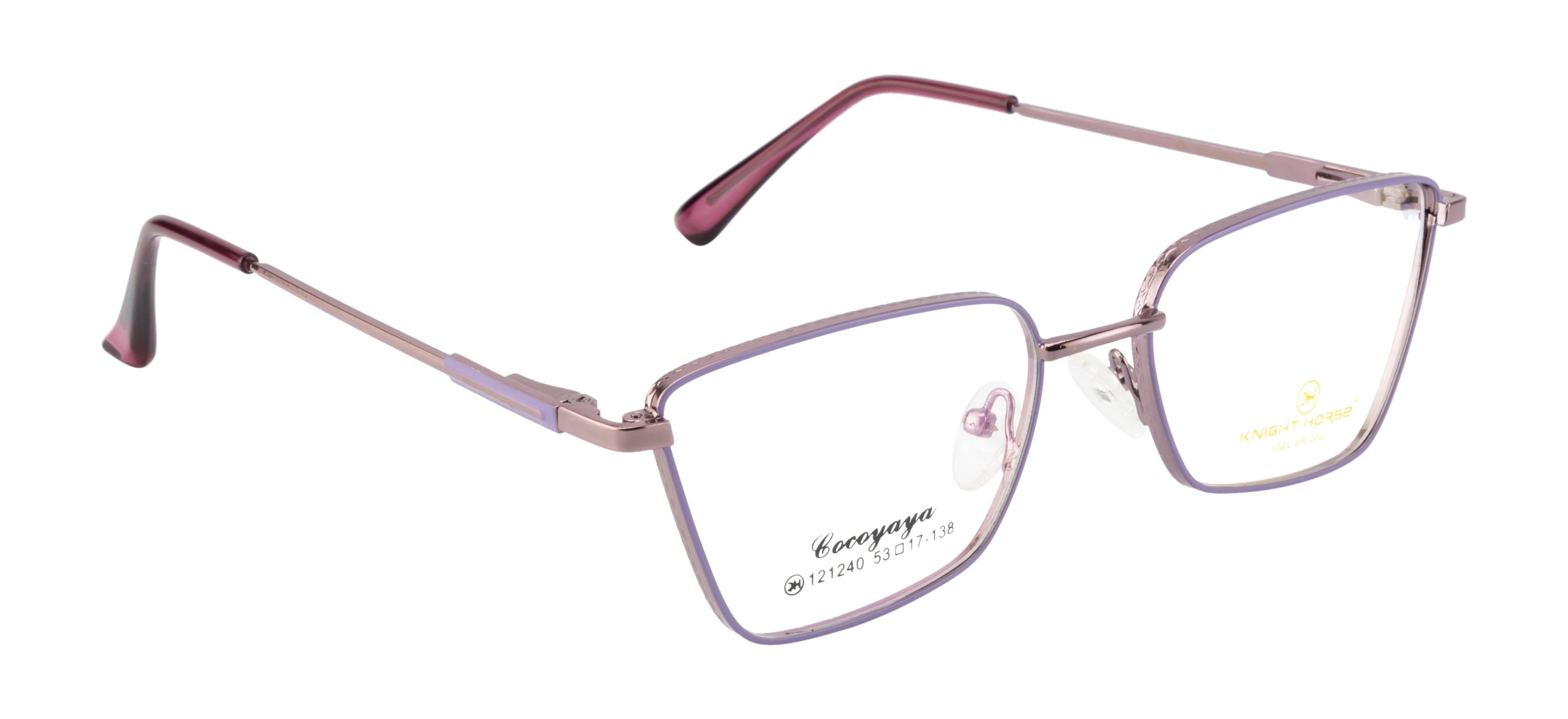 Purpleglow: Square Cat-Eye Metal Frame With Spring Eyewear Frame