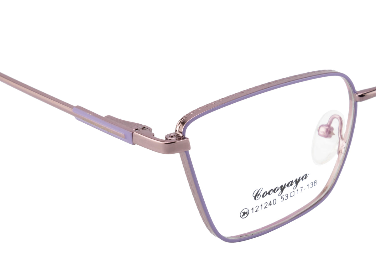 Purpleglow: Square Cat-Eye Metal Frame With Spring Eyewear Frame