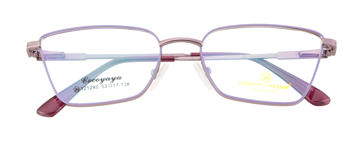 Purpleglow: Square Cat-Eye Metal Frame With Spring Eyewear Frame