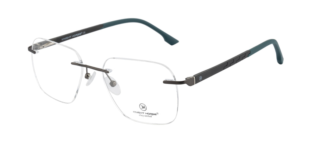 Premium Rimless Eyewear |Bold Geometric Frames| Black & Green| Unisex