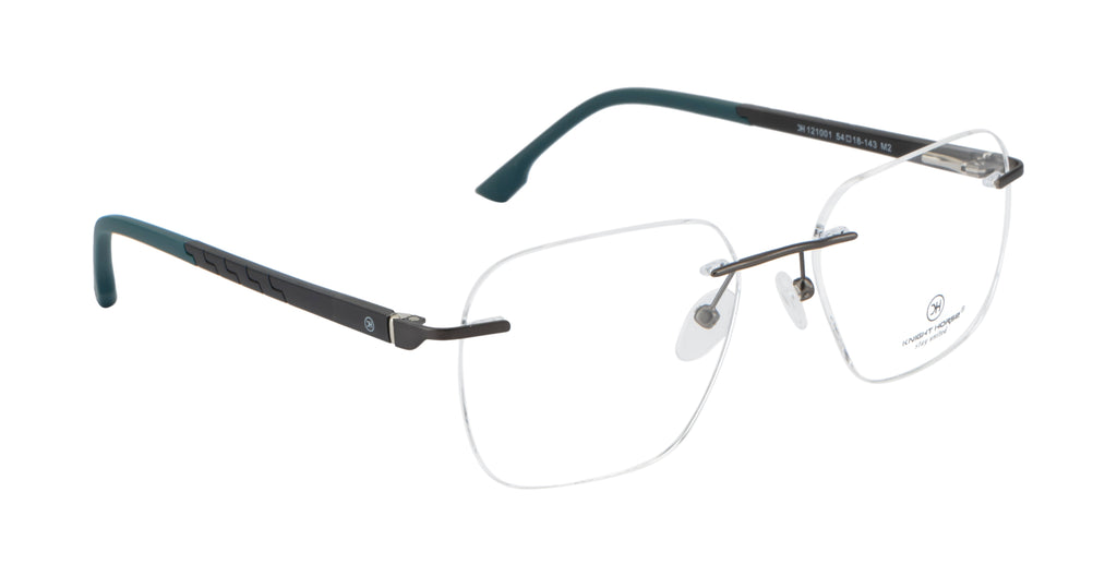 Premium Rimless Eyewear |Bold Geometric Frames| Black & Green| Unisex