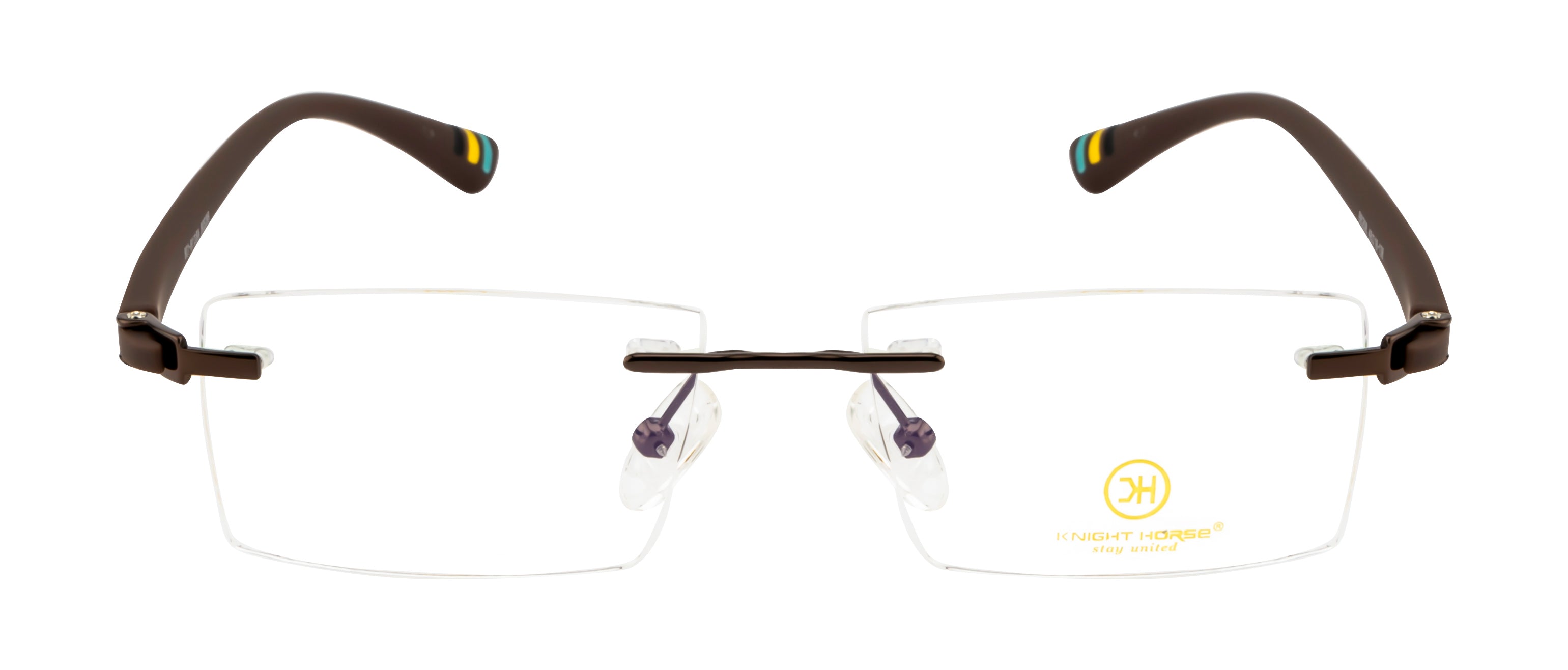 Knight Horse Clean-Edge Rimless Frame -Brown Side Finish