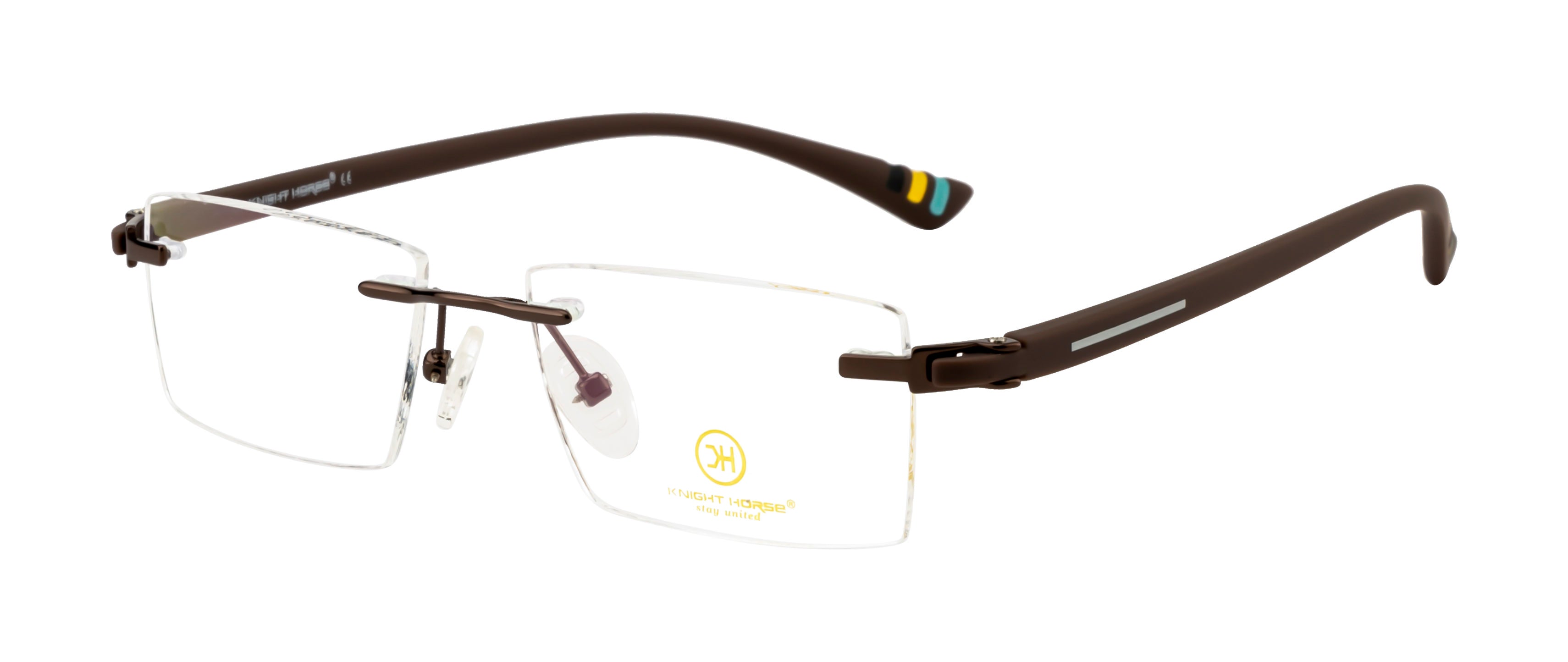 Knight Horse Clean-Edge Rimless Frame -Brown Side Finish