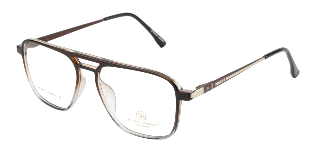 Duotone Elegance: Brown & Silver Double Bar Frame