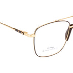 Knight Horse Gold & Brown Metal Eyeglass Frame with Double Bridge