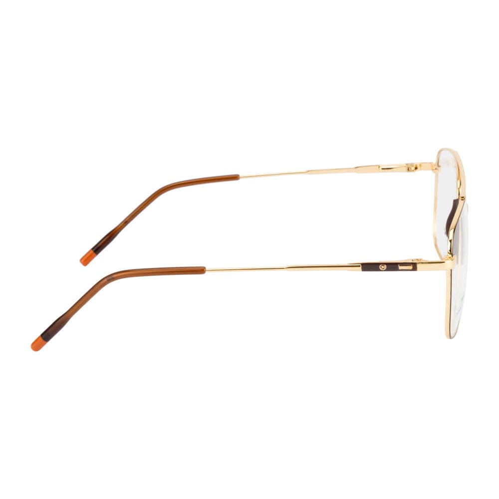 Knight Horse Gold & Brown Metal Eyeglass Frame with Double Bridge