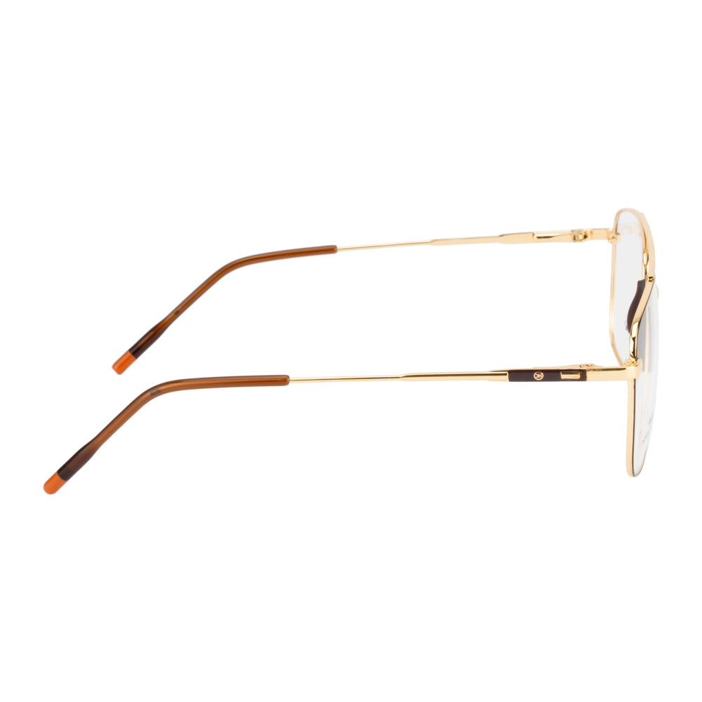 Knight Horse Gold & Brown Metal Eyeglass Frame with Double Bridge