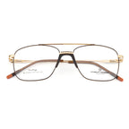 Knight Horse Gold & Brown Metal Eyeglass Frame with Double Bridge