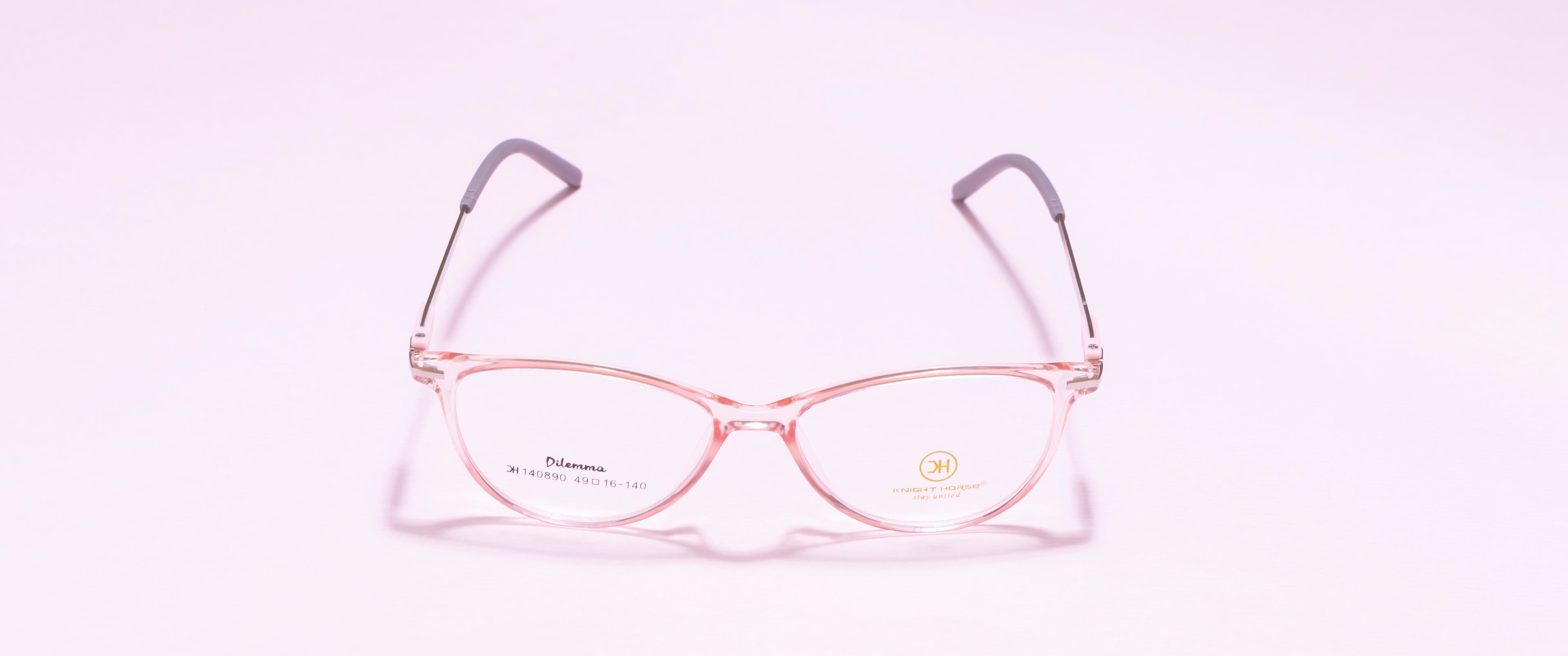 Cat-Eye Glossy Pink With Silver Accents