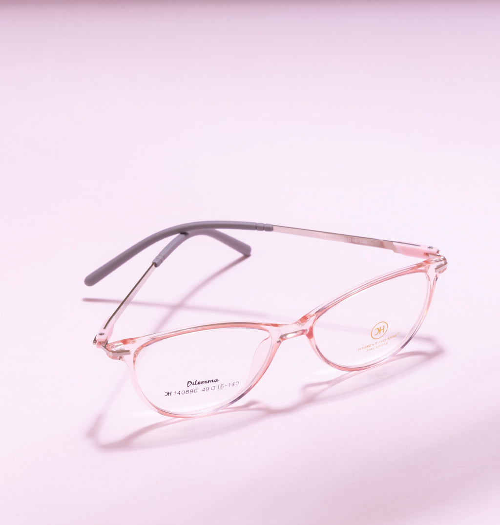 Cat-Eye Glossy Pink With Silver Accents