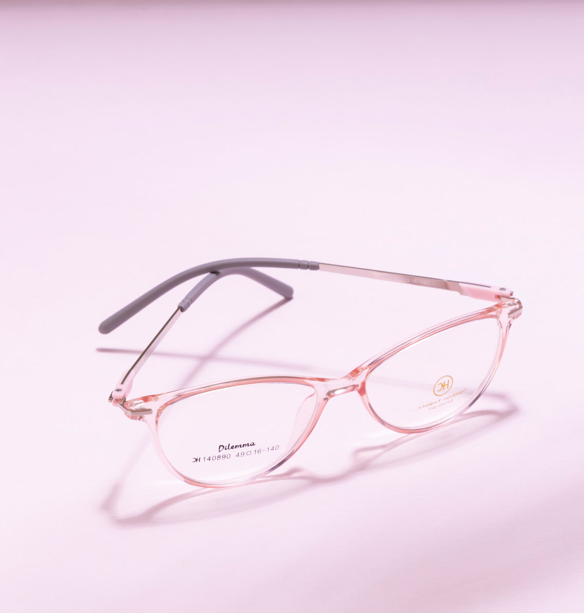 Cat-Eye Glossy Pink With Silver Accents