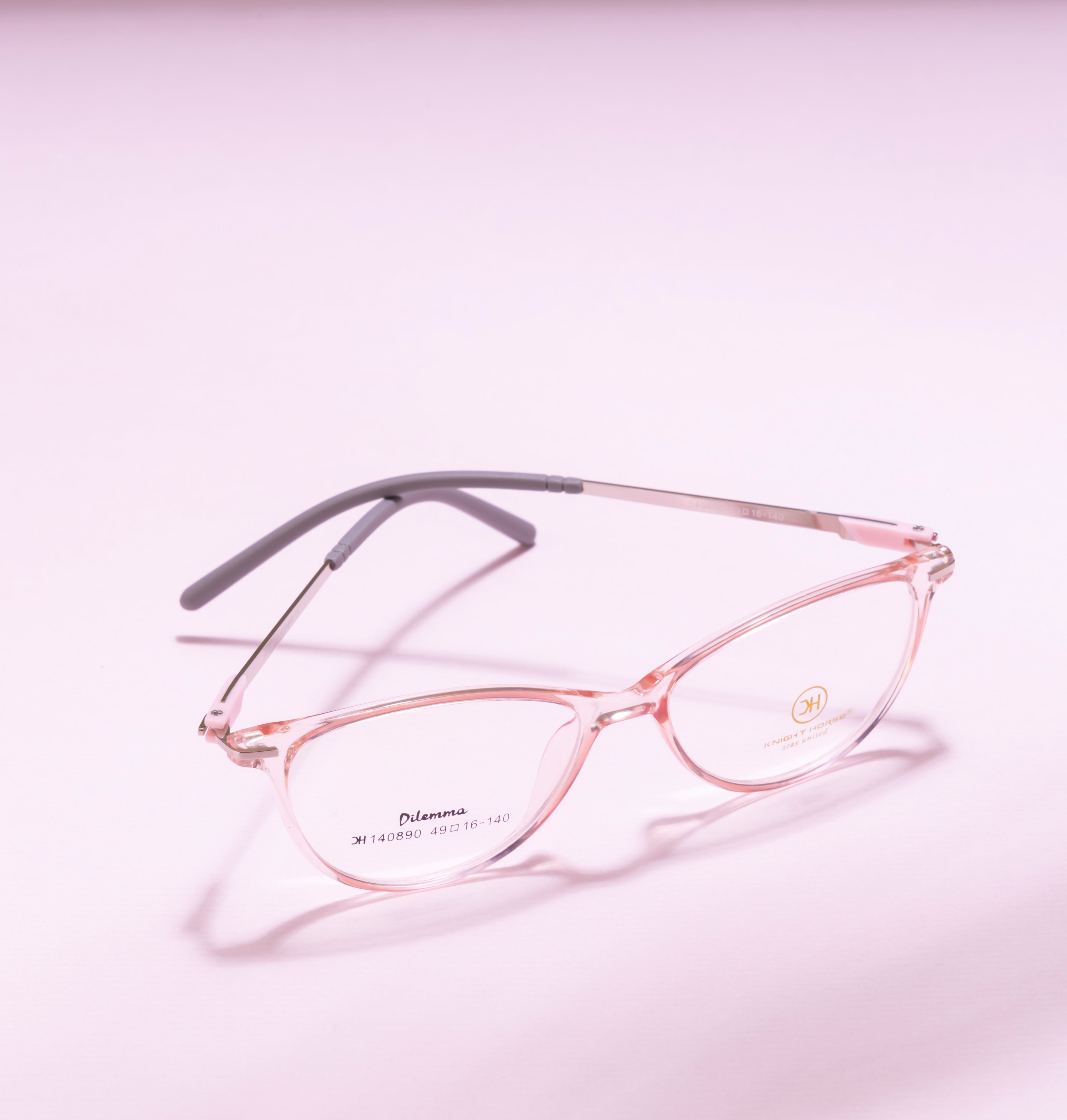 Cat-Eye Glossy Pink With Silver Accents