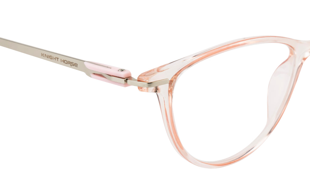 Cat-Eye Glossy Pink With Silver Accents