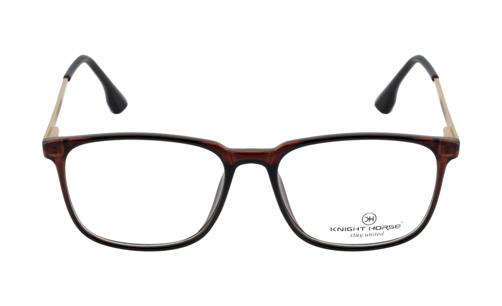 Fashion Eyewear Frames | Unisex | Rectangular |Brown-Gold Design