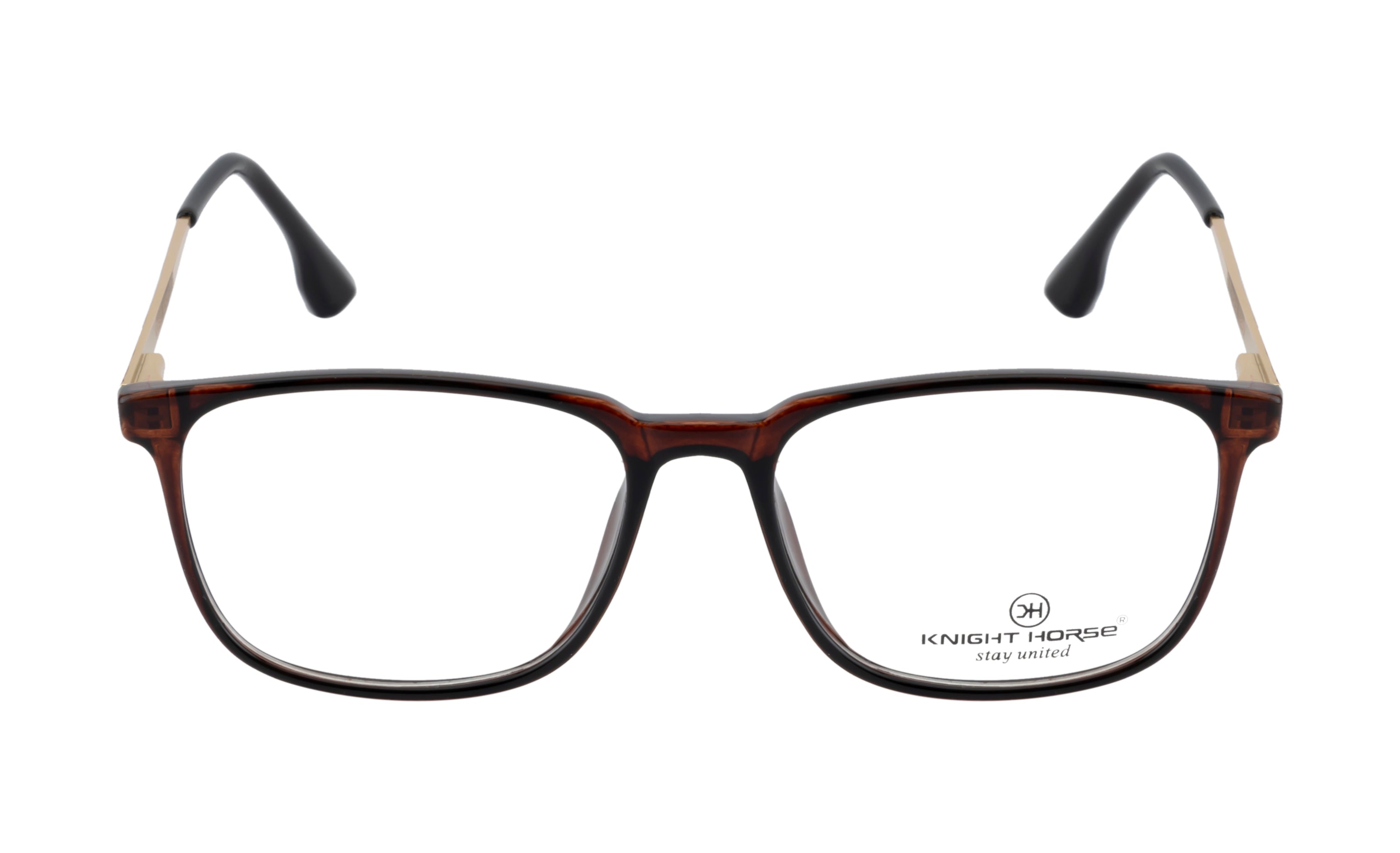 Fashion Eyewear Frames | Unisex | Rectangular |Brown-Gold Design