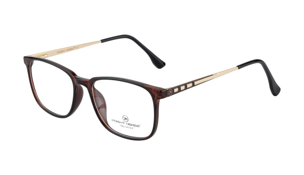 Fashion Eyewear Frames | Unisex | Rectangular |Brown-Gold Design