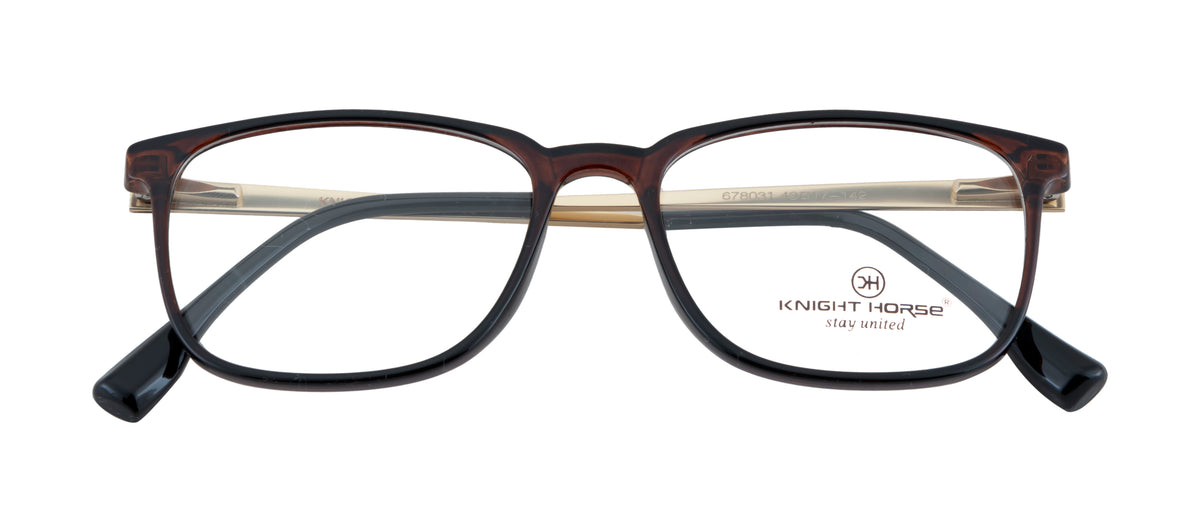 Fashion Eyewear Frames | Unisex | Rectangular |Brown-Gold Design