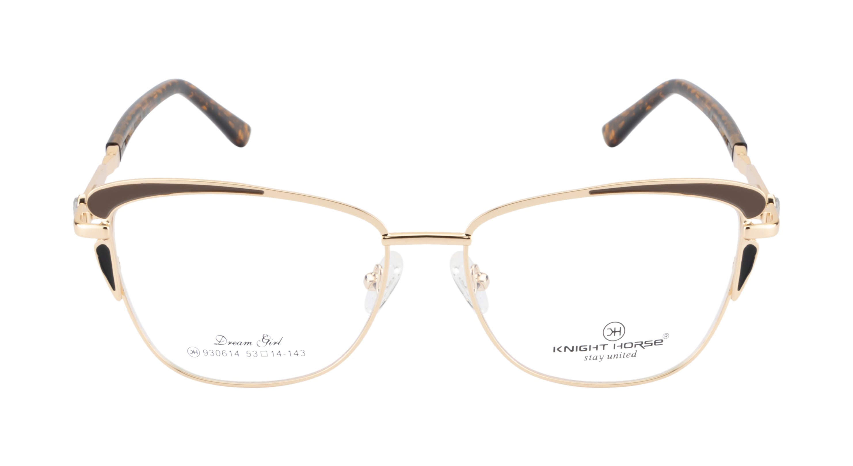 Cat-Eye Eyewear Frames with Spring Hinges | Brown and Gold Designer Style