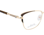 Cat-Eye Eyewear Frames with Spring Hinges | Brown and Gold Designer Style