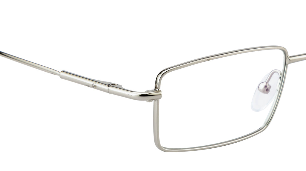 Knight Horse Rectangular Silver Metal Eyewear Frame with Spring Hinges