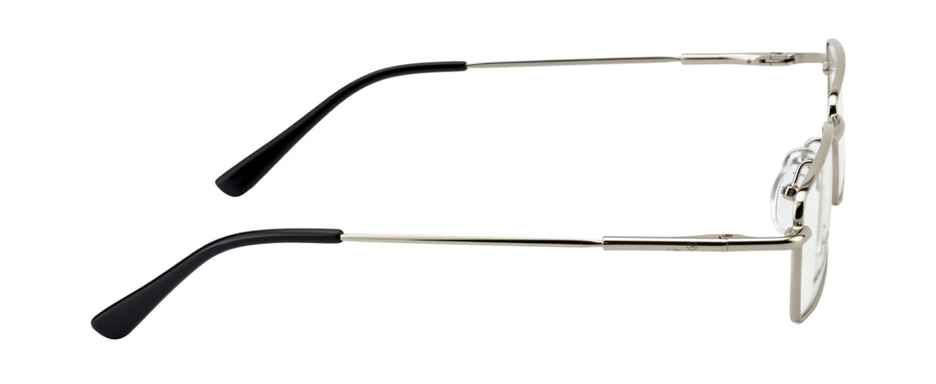 Knight Horse Rectangular Silver Metal Eyewear Frame with Spring Hinges