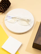 Crystalcontours Rectangle: White Transparent Matte Tr90 Eyewear