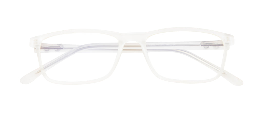 Crystalcontours Rectangle: White Transparent Matte Tr90 Eyewear