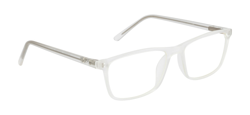 Crystalcontours Rectangle: White Transparent Matte Tr90 Eyewear