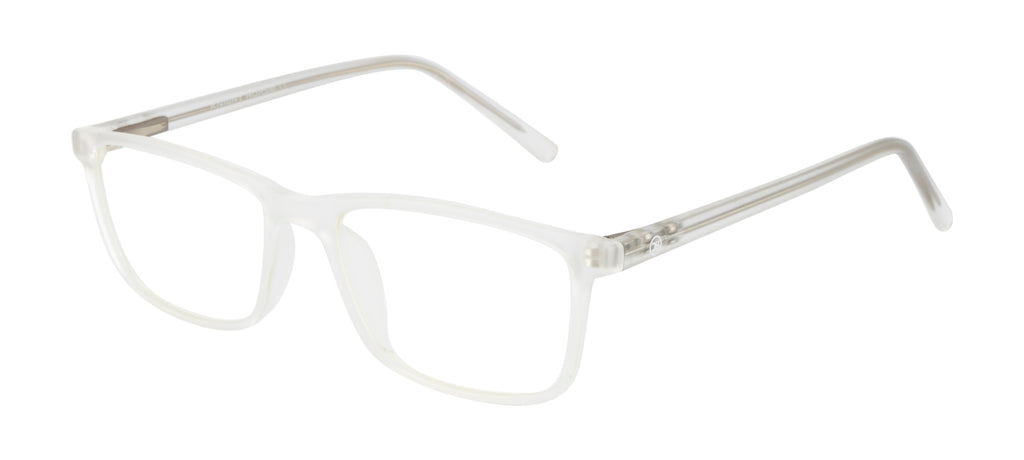 Crystalcontours Rectangle: White Transparent Matte Tr90 Eyewear