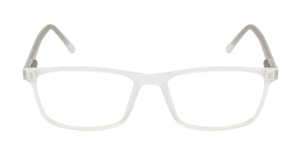 Crystalcontours Rectangle: White Transparent Matte Tr90 Eyewear