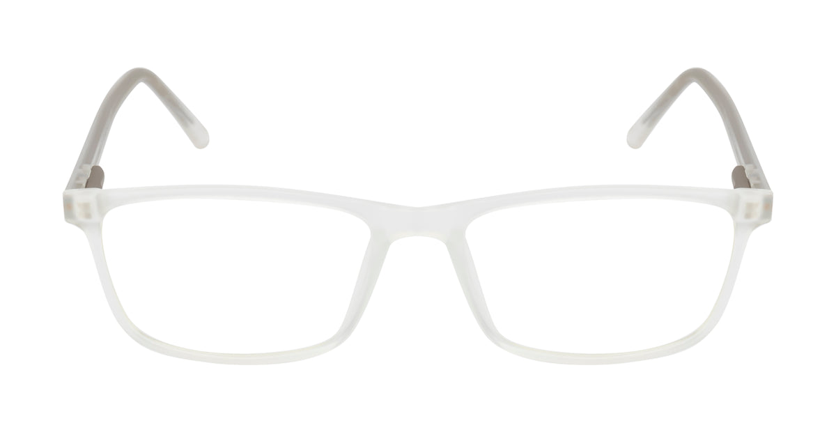Crystalcontours Rectangle: White Transparent Matte Tr90 Eyewear