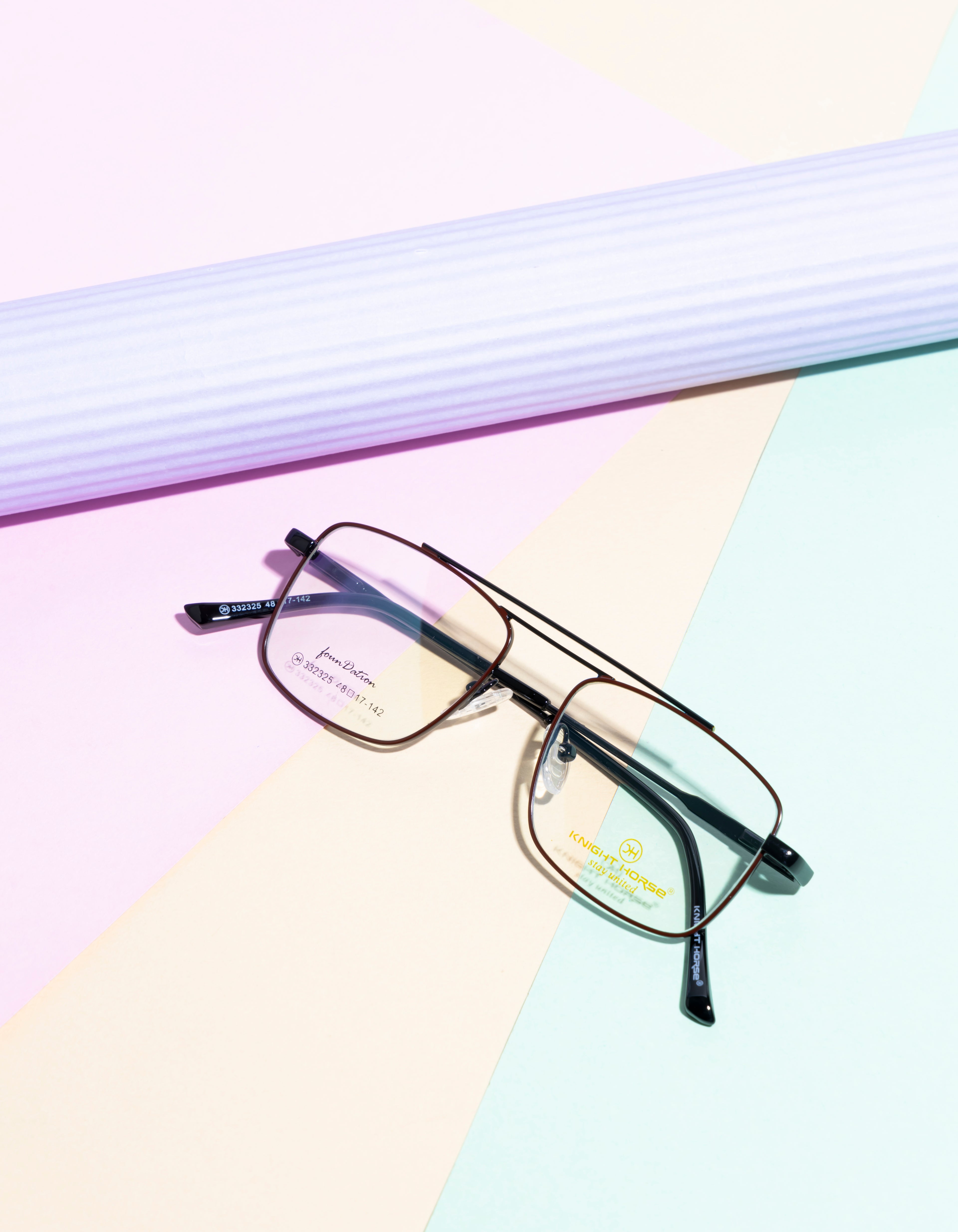 DualTone Rectangle Metal Eyewear with Double Bar Spring Hinges