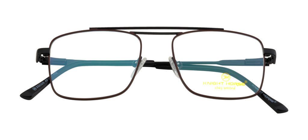 DualTone Rectangle Metal Eyewear with Double Bar Spring Hinges