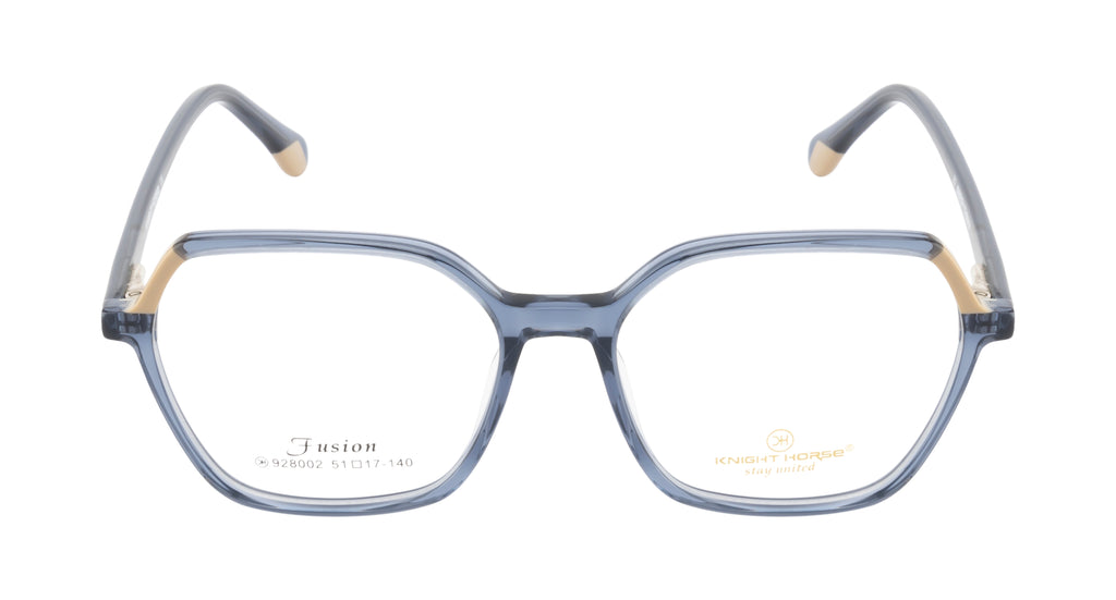 Chic And Contemporary Acetate Eyewear Frame In Glossy Blue & Beige Color