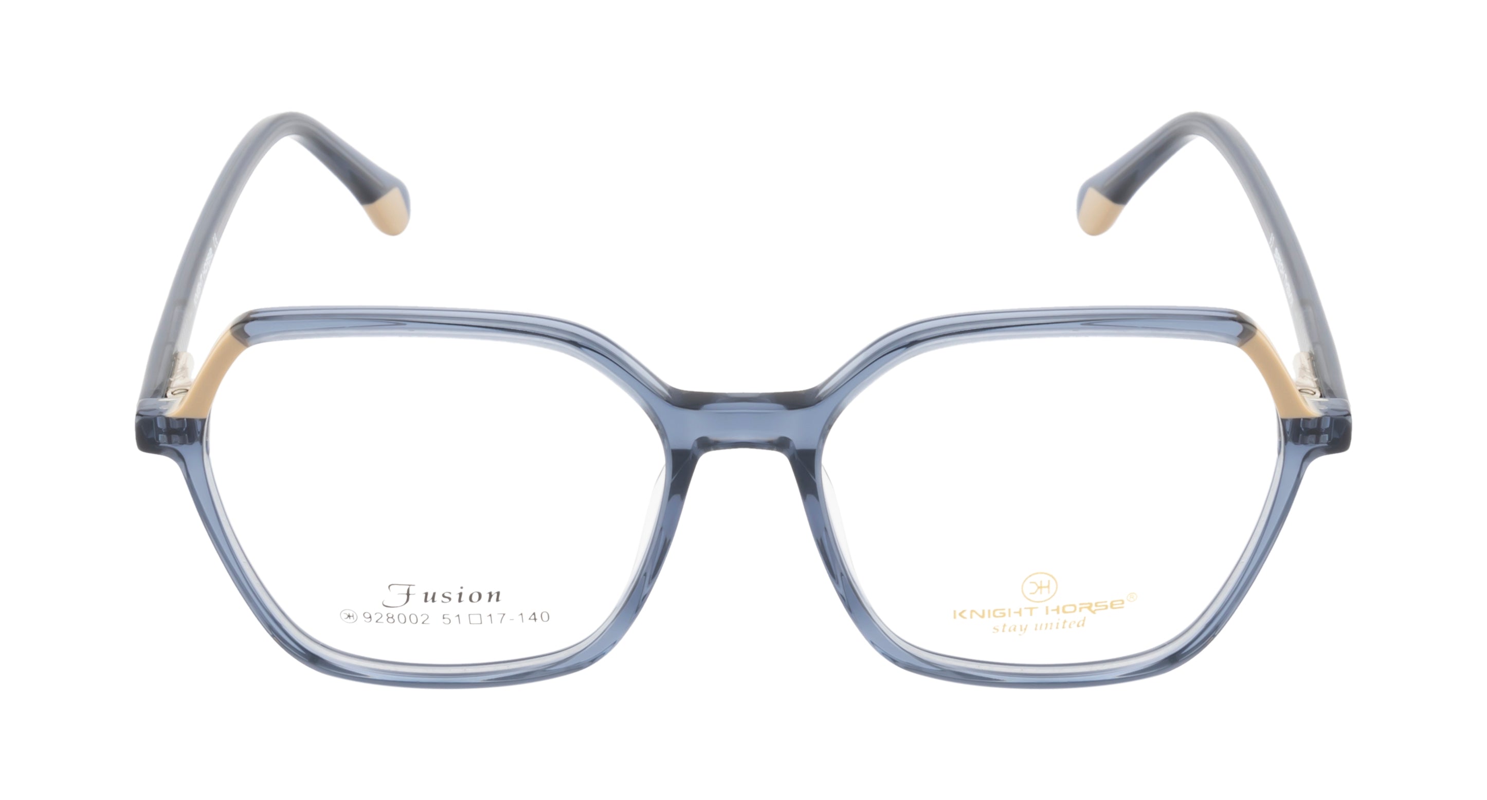 Chic And Contemporary Acetate Eyewear Frame In Glossy Blue & Beige Color
