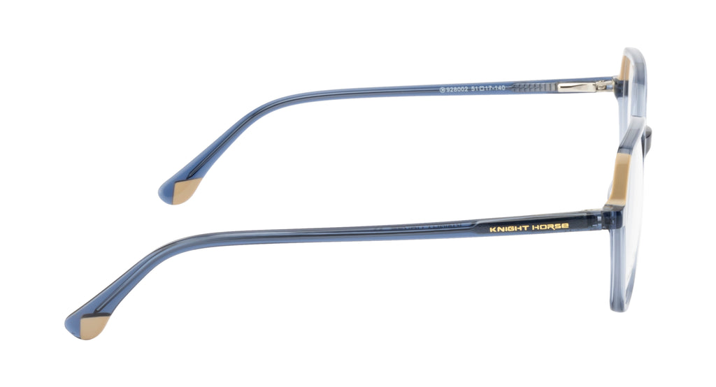 Chic And Contemporary Acetate Eyewear Frame In Glossy Blue & Beige Color