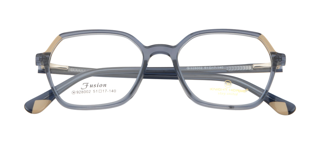 Chic And Contemporary Acetate Eyewear Frame In Glossy Blue & Beige Color